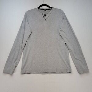 Public Rec Henley Shirt Mens M Gray Long Sleeve Pima Cotton Stretch